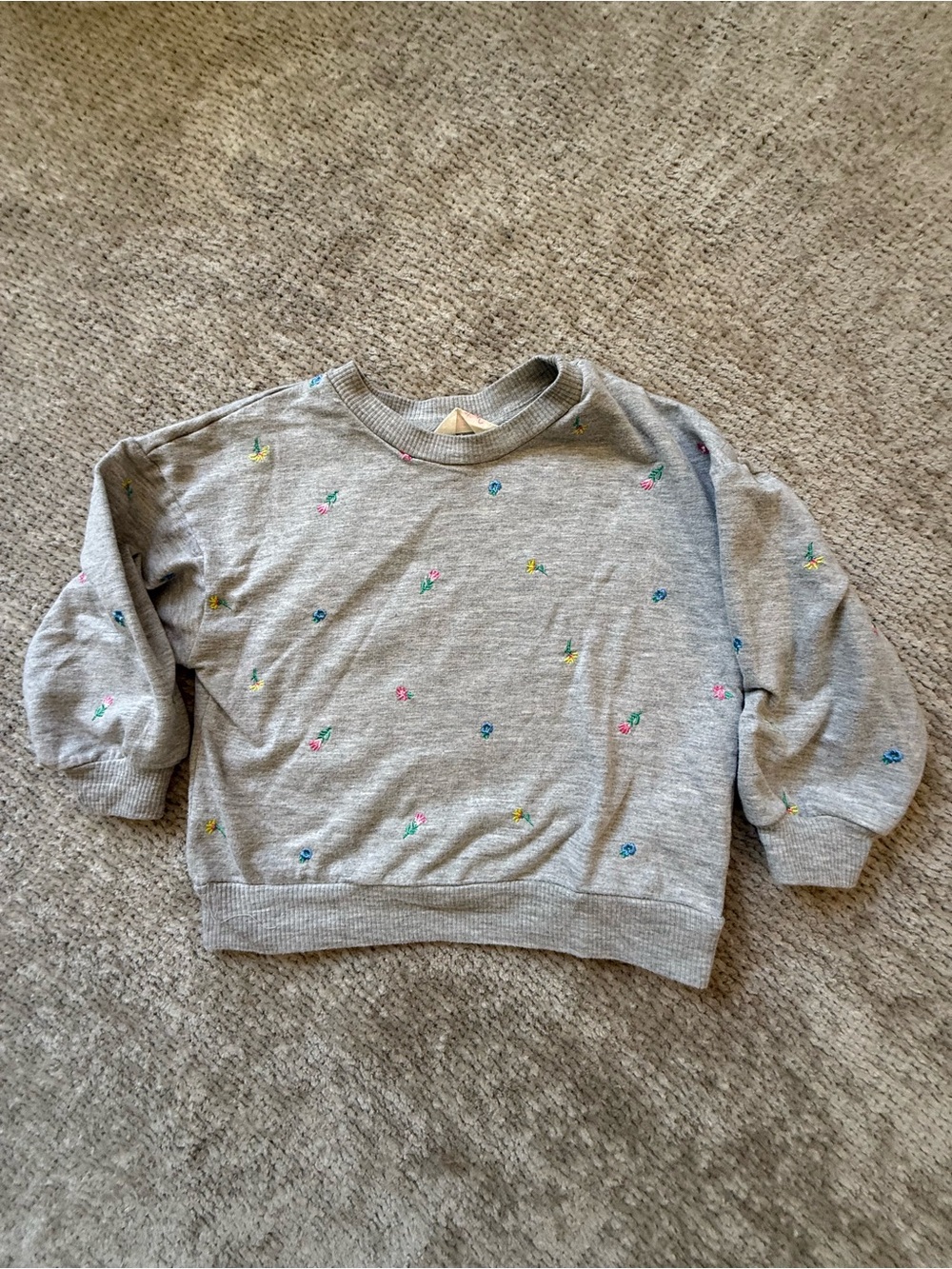 Pink Lemon Girls 3T Gray Floral Embroidered Sweatshirt Jogger Set - Picture 3 of 8